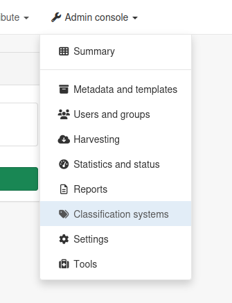 Classification menu