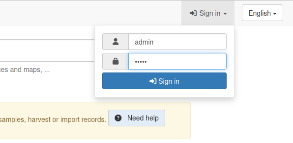 Login menu